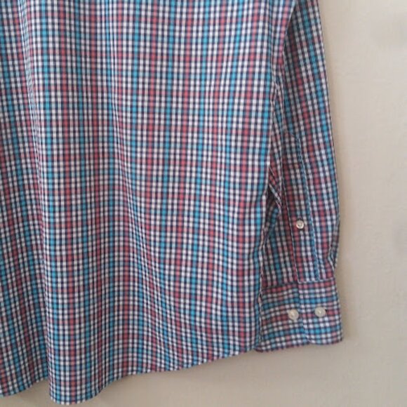 PETER MILLAR | Summer Comfort Performance Sport Blue Pink Button Down Shirt L - Picture 10 of 13